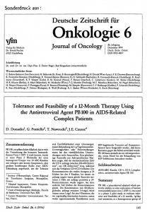 D. Donadio, et al. « Tolerance and Feasibility of a 12-Month Therapy Using the Antiretroviral Agent PB 100 in AIDS-Related. D. Complex Patients